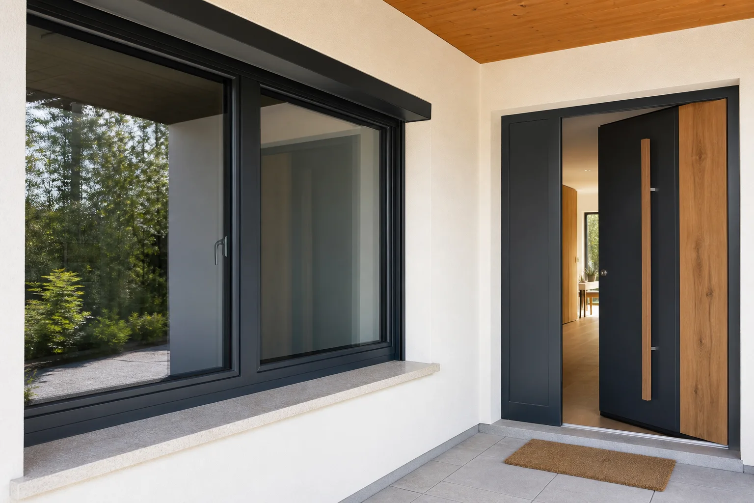 Moderne Fenster und Eingangstür